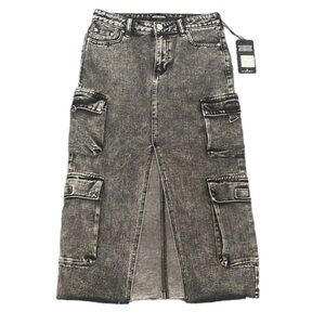 True Religion vintage cargo midi slit skirt